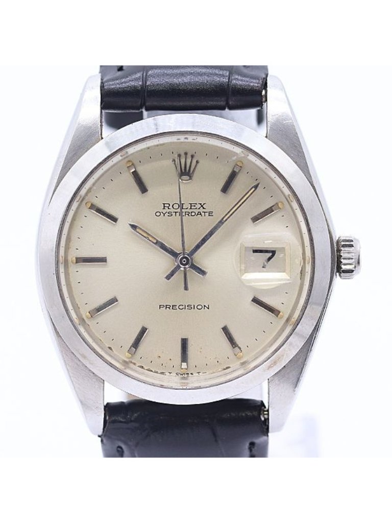 Rolex Oyster Date Precision Manual Winding Silver Dial Watch